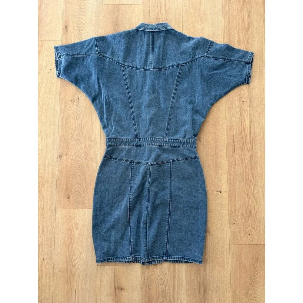 Gloria Vanderbilt Denim Dress Dolman Blue Buttons Pocket Short Sleeve Size 8